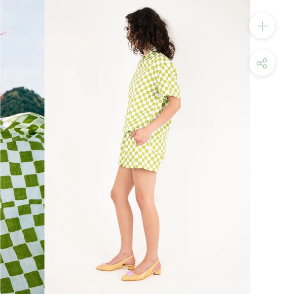 Holiday Pajama Short Set - Olive check - Picture 2 of 11